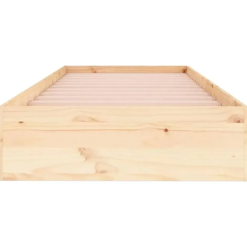 vidaXL - Bed frame met lattenbodem - Naturel - Massief hout - 75x190 cm