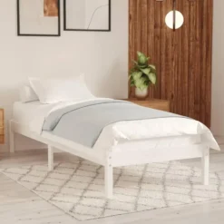 vidaXL - Bed frame met lattenbodem - Wit - Grenenhout - 90x200 cm