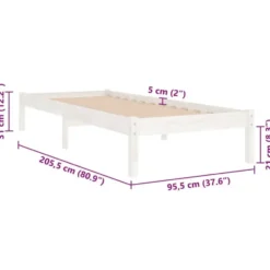 vidaXL - Bed frame met lattenbodem - Wit - Grenenhout - 90x200 cm