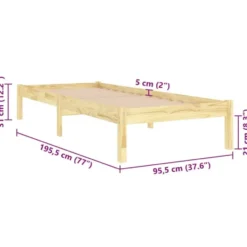 vidaXL - Bed frame met lattenbodem - Naturel - Massief grenenhout - 90x190 cm