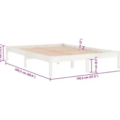 vidaXL - Bed frame met lattenbodem - Wit - Massief grenenhout - 140x200 cm