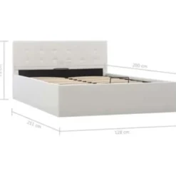 vidaXL-Bed frame met opbergruimte - Hydraulisch - Wit - Kunstleer -120x200 cm