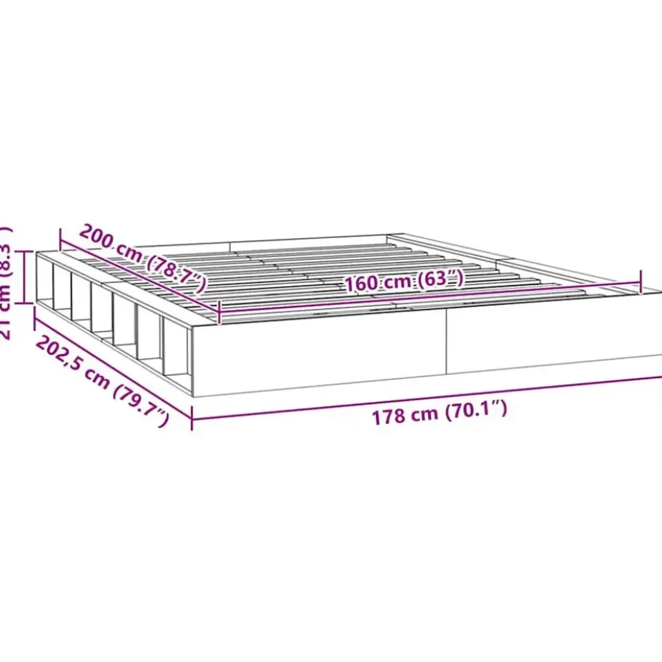 vidaXL - Bed frame met opbergruimte - Wit - Massief hout - 160x200 cm