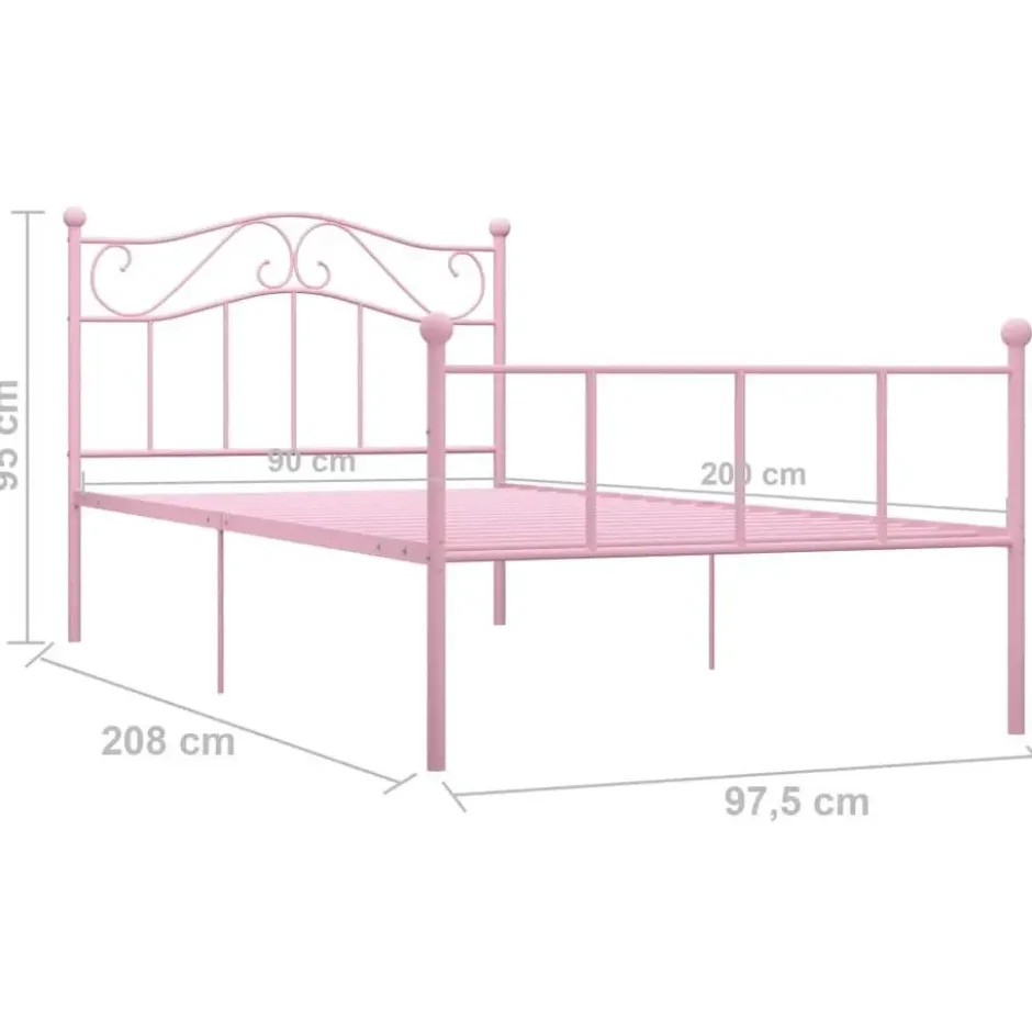 vidaXL - Bed frame - Roze - Metaal - 90 x 200 cm