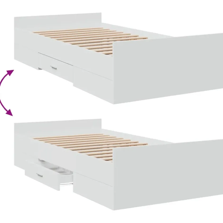 vidaXL - Bedframe - Wit - Bewerkt hout - 90 x 190 cm