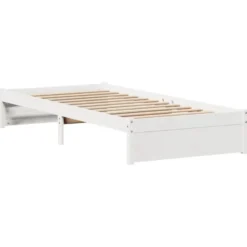 vidaXL - Bedframe zonder matras massief grenenhout wit 75x190 cm