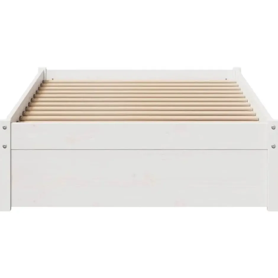 vidaXL - Bedframe zonder matras massief grenenhout wit 75x190 cm
