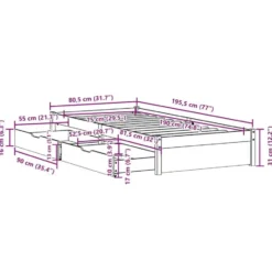 vidaXL - Bedframe zonder matras massief grenenhout wit 75x190 cm
