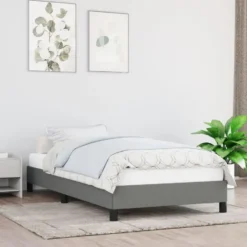 vidaXL - Bed frame zonder matras - Donkergrijs - Stof - 90x190 cm