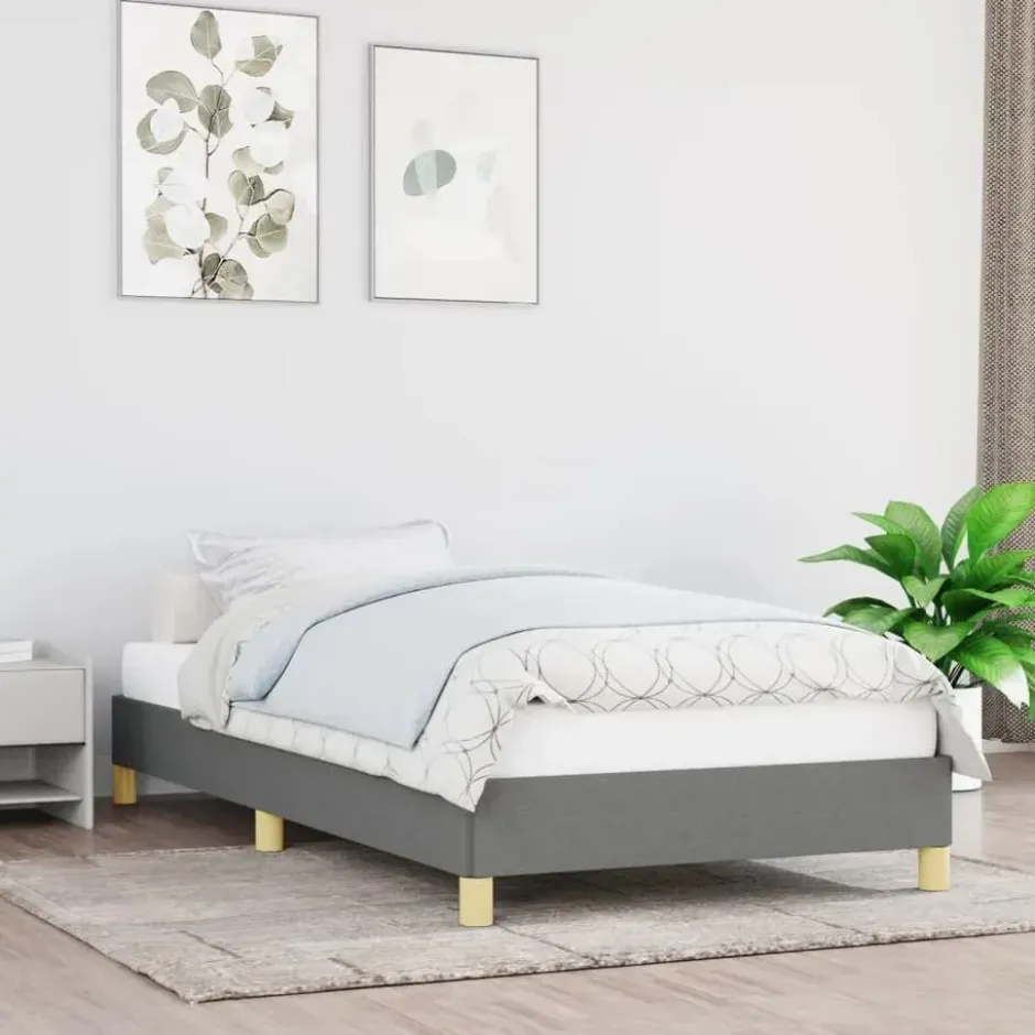 vidaXL - Bed frame zonder matras - Grijs en geel - Stof - 80x200 cm