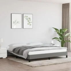 vidaXL - Bed frame zonder matras - Donkergrijs - Stof - 160x200 cm