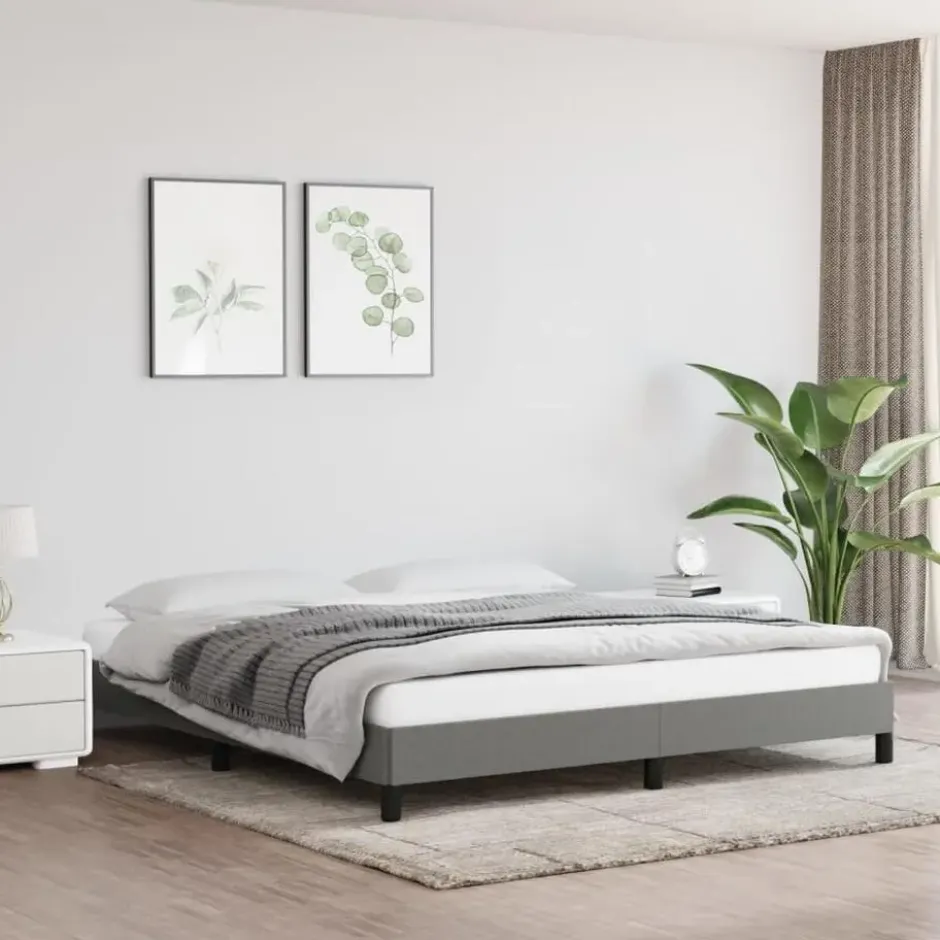 vidaXL - Bed frame zonder matras - Donkergrijs - Stof - 160x200 cm
