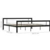 vidaXL - Bed frame - Zwart en wit - Metaal - 180 x 200 cm
