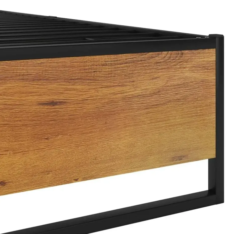 vidaXL - Bed frame - Zwart - Metaal en MDF - 140x200 cm