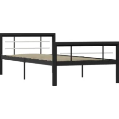 vidaXL - Bed met hoofd- en voeteneinde - Zwart en wit - Metaal - 100x200 cm