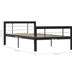 vidaXL - Bed met hoofd- en voeteneinde - Zwart en wit - Metaal - 100x200 cm