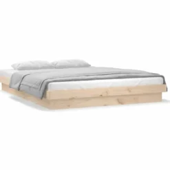 vidaXL - Bed met LED - Naturel - Massief hout - 120x200 cm