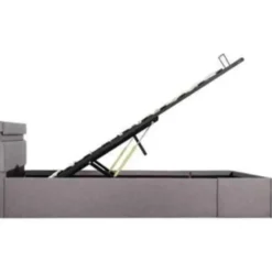 vidaXL - Bed met opbergruimte en LED - Hydraulische - Taupe - Stof - 120x200 cm