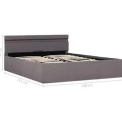 vidaXL - Bed met opbergruimte en LED - Hydraulische - Taupe - Stof - 120x200 cm