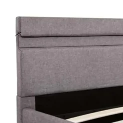 vidaXL - Bed met opbergruimte en LED - Hydraulische - Taupe - Stof - 120x200 cm