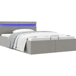 vidaXL - Bed met opbergruimte en LED - lichtgrijs - stof - 120x200 cm