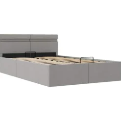 vidaXL - Bed met opbergruimte en LED - lichtgrijs - stof - 120x200 cm