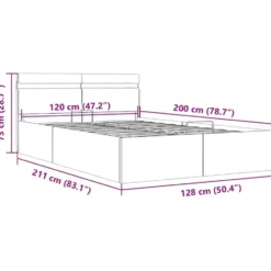 vidaXL - Bed met opbergruimte en LED - lichtgrijs - stof - 120x200 cm
