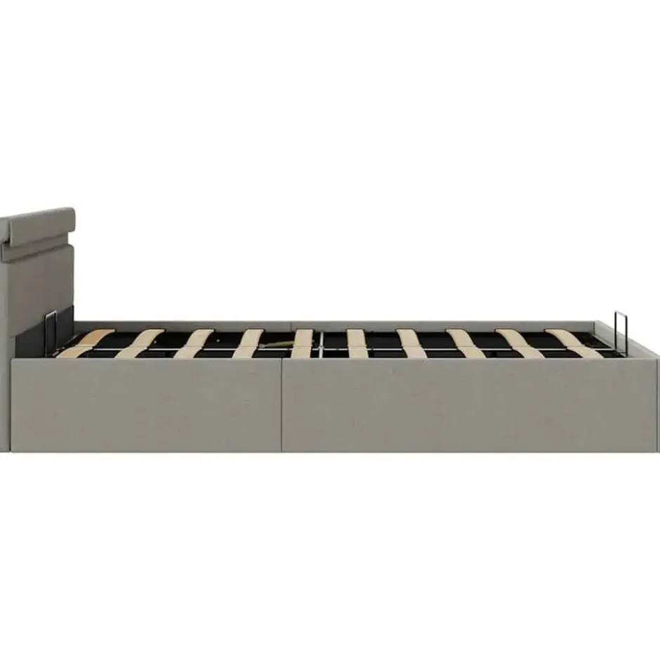 vidaXL - Bed met opbergruimte en LED - lichtgrijs - stof - 120x200 cm