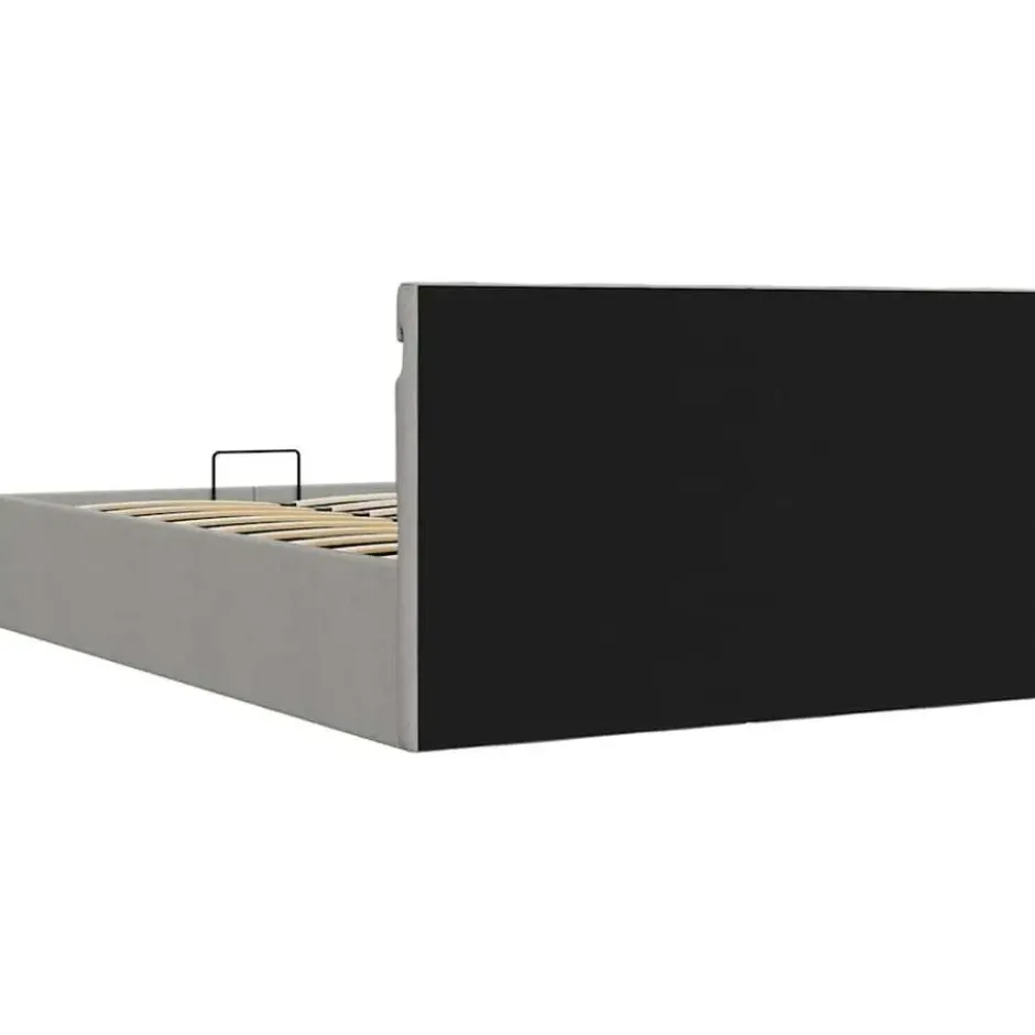 vidaXL - Bed met opbergruimte en LED - lichtgrijs - stof - 120x200 cm