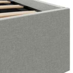 vidaXL-Bed met opbergruimte en LED - Lichtgrijs - Stof - 160x200 cm