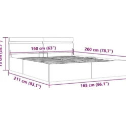 vidaXL-Bed met opbergruimte en LED - Lichtgrijs - Stof - 160x200 cm