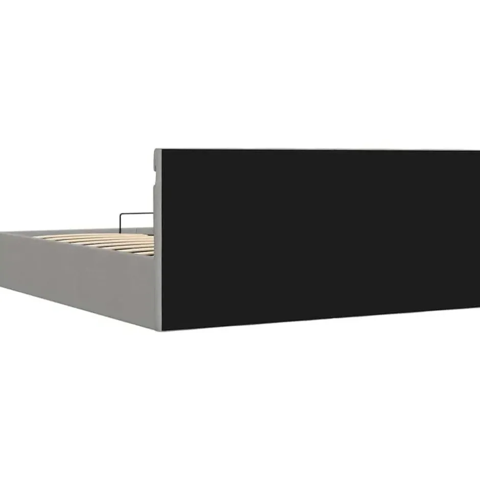 vidaXL-Bed met opbergruimte en LED - Lichtgrijs - Stof - 160x200 cm