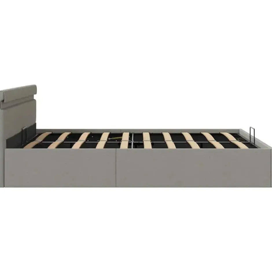 vidaXL-Bed met opbergruimte en LED - Lichtgrijs - Stof - 160x200 cm