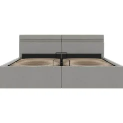 vidaXL-Bed met opbergruimte en LED - Lichtgrijs - Stof - 160x200 cm