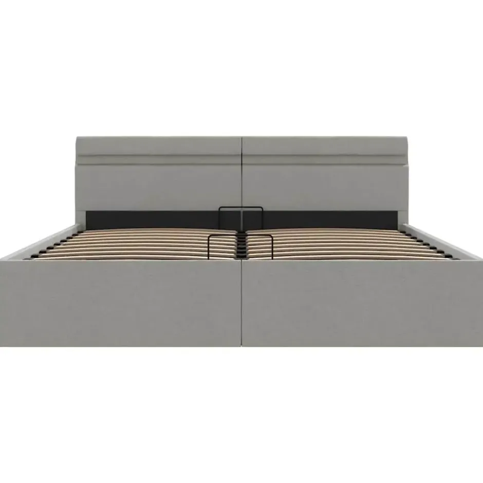 vidaXL-Bed met opbergruimte en LED - Lichtgrijs - Stof - 160x200 cm
