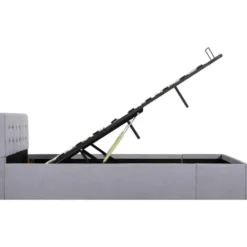 vidaXL - Bed met opbergruimte - Hydraulische - Lichtgrijs - Stof - 120x200 cm