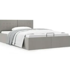 vidaXL - Bed met opbergruimte - Hydraulische - Lichtgrijs - Stof - 120x200 cm