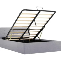 vidaXL - Bed met opbergruimte - Hydraulische - Lichtgrijs - Stof - 120x200 cm