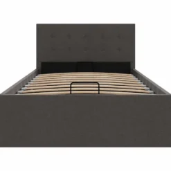 vidaXL - Bed met opbergruimte - Hydraulische - Donkergrijs - Stof - 100x200 cm