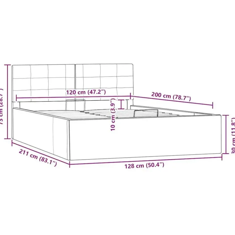 vidaXL - Bed met opbergruimte - Hydraulisch - Zwart - Kunstleer - 120x200 cm