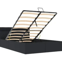 vidaXL - Bed met opbergruimte incl. LED - zwart - Kunstleer - 120x200 cm
