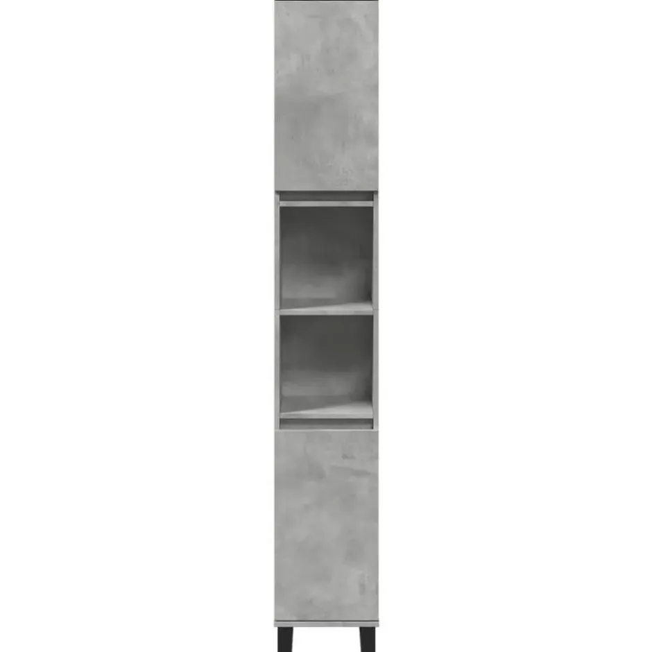 vidaXL - Betongrijs Kolomkast met 2 deuren 2 vakken - Hout - 30x30x190 cm