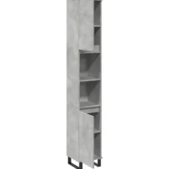 vidaXL - Betongrijs Kolomkast met 2 deuren 2 vakken - Hout - 30x30x190 cm