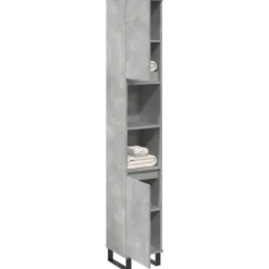 vidaXL - Betongrijs Kolomkast met 2 deuren 2 vakken - Hout - 30x30x190 cm