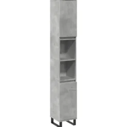 vidaXL - Betongrijs Kolomkast met 2 deuren 2 vakken - Hout - 30x30x190 cm