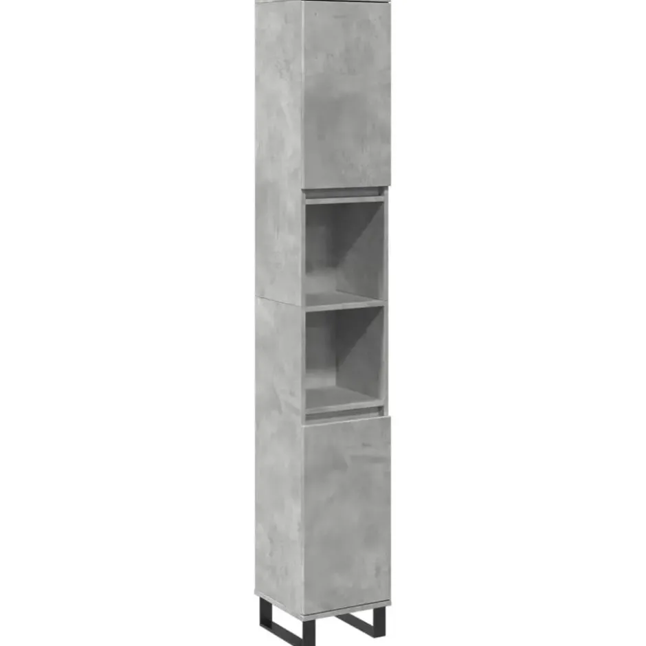 vidaXL - Betongrijs Kolomkast met 2 deuren 2 vakken - Hout - 30x30x190 cm