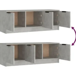vidaXL - Betongrijs TV-meubel met 3 deuren - Bewerkt hout - 102x35x36,5 cm
