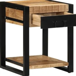 vidaXL Bijzettafel met lade - Massief ruw mangohout - 40x40x50 cm