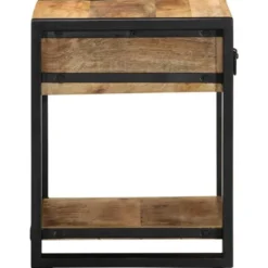vidaXL Bijzettafel met lade - Massief ruw mangohout - 40x40x50 cm