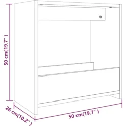 vidaXL Bijzettafel met opbergruimte - Bruin eiken - Bewerkt hout - 50x26x50 cm